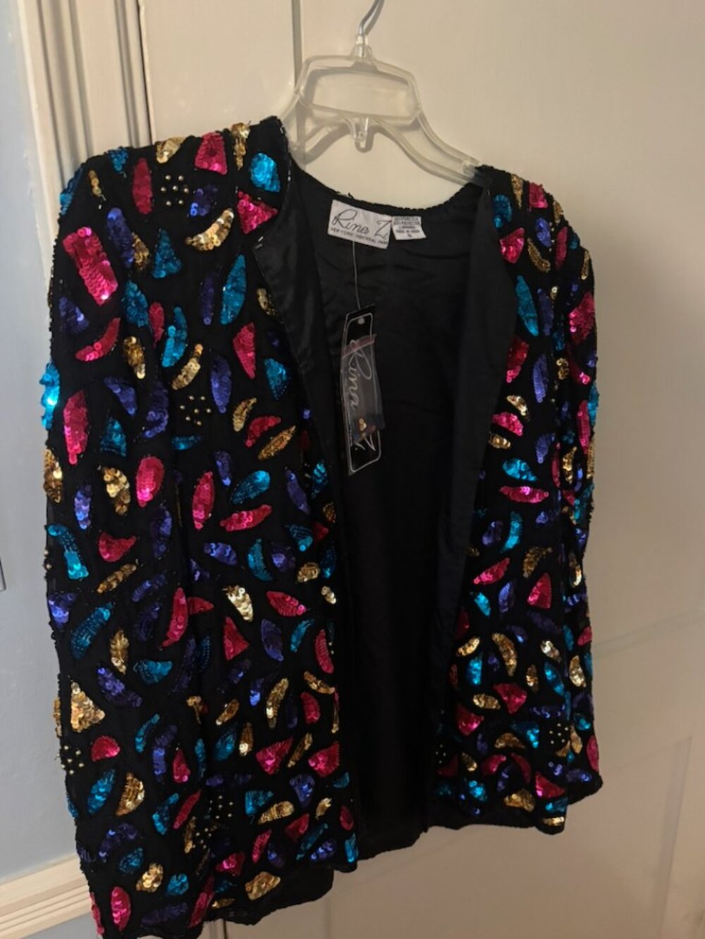 Rina Z Sequin Jewel Tone Black Blazer (Small) (New With Tags)